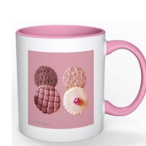 Exclusive Pink Mug with Biscuits Design