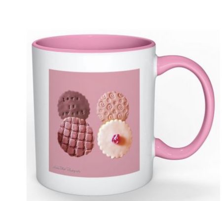 Exclusive Pink Mug with Biscuits Design